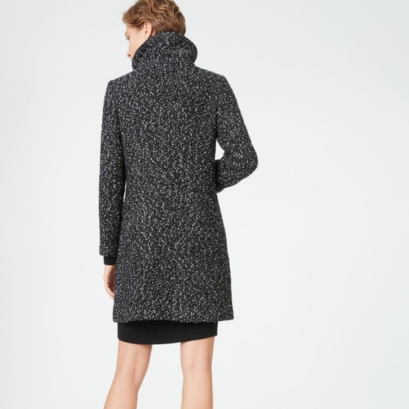 Club Monaco Tweed Boucle Textured Funnel Neck Wool & Cotton Coat Zip Up Large - Picture 4 of 9